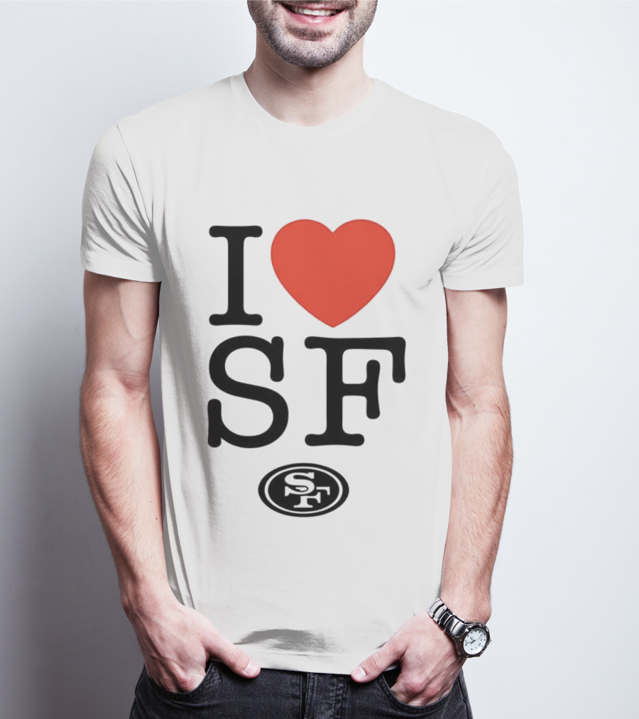 San Francisco 49ers I Love SF Heart Symbol Football Team Logo T-Shirt