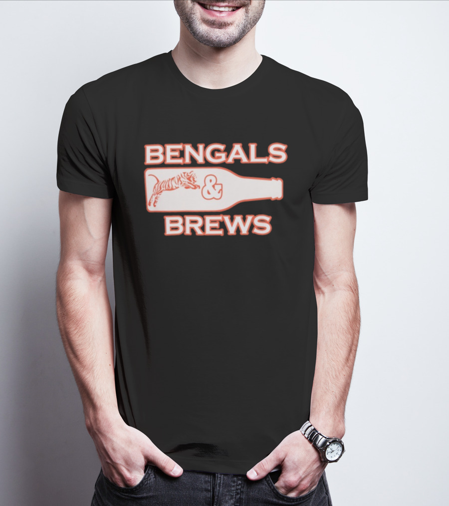 Bengals And Brews Cincinnati Bengals Game Day Tiger Bottle T-Shirt