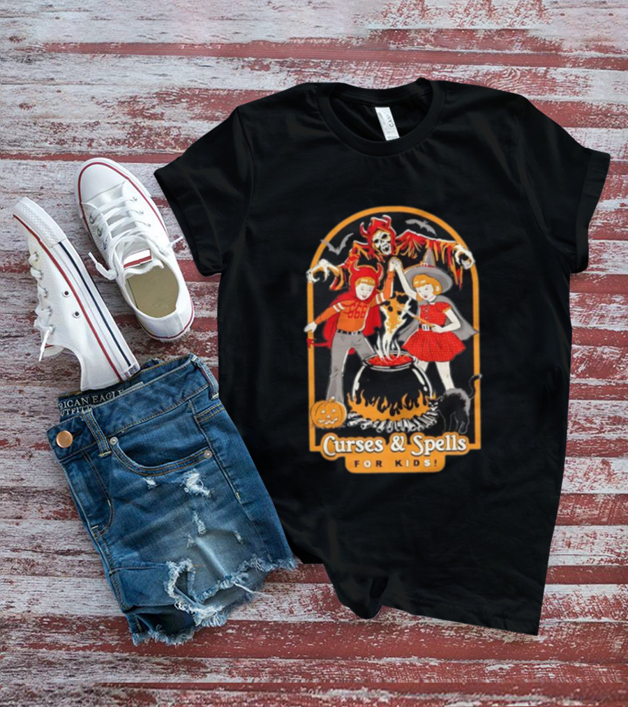 Curses & Spells For Kids Skeleton Cauldron Halloween Costume Fun T-Shirt