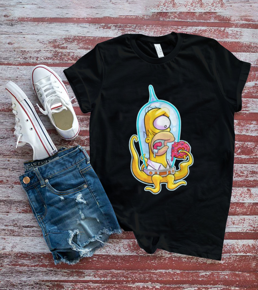 HO-MAR Simpsalien Homer Simpson BeastWreck Halloween Character Donut Space Alien T-Shirt