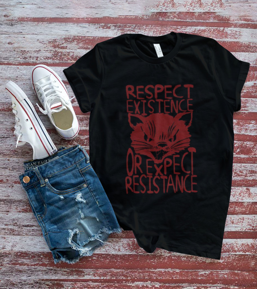 Sabo Tabby Respect Existence Or Expect Resistance Punk Leftist Socialist Cat T-Shirt