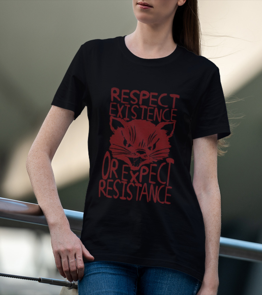 Sabo Tabby Respect Existence Or Expect Resistance Punk Leftist Socialist Cat T-Shirt