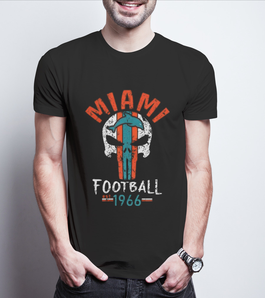 MIAMI Football Skull Est 1966 T-Shirt