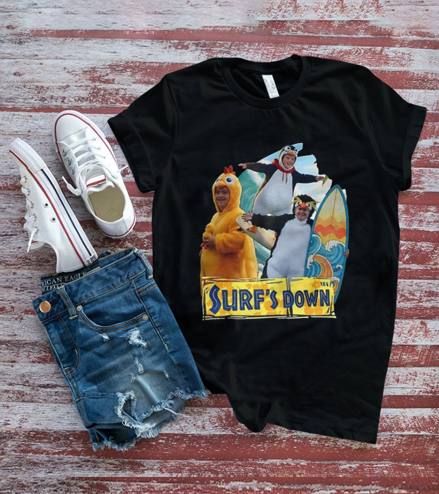 Penguins Surf's Down Wave Costume Fun T-Shirt