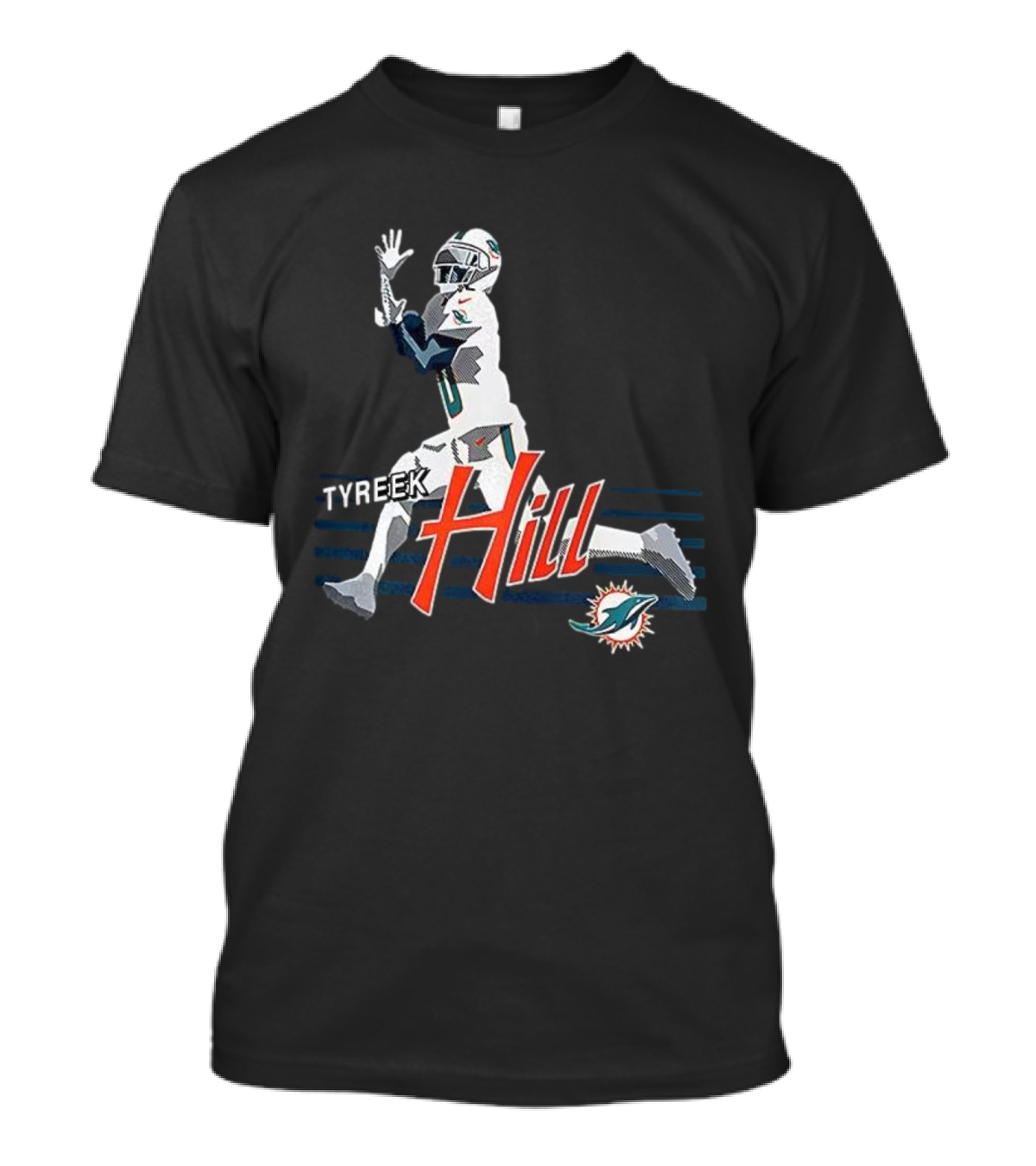 Tyreek Hill Miami Dolphins Receiving Ball Action Football T-Shirt