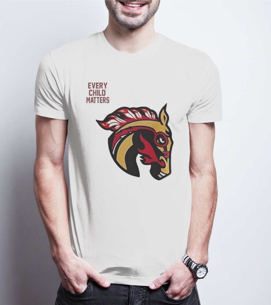 Calgary Wranglers Indigenous Heritage Every Child Matters Chinki Goodstoney T-Shirt