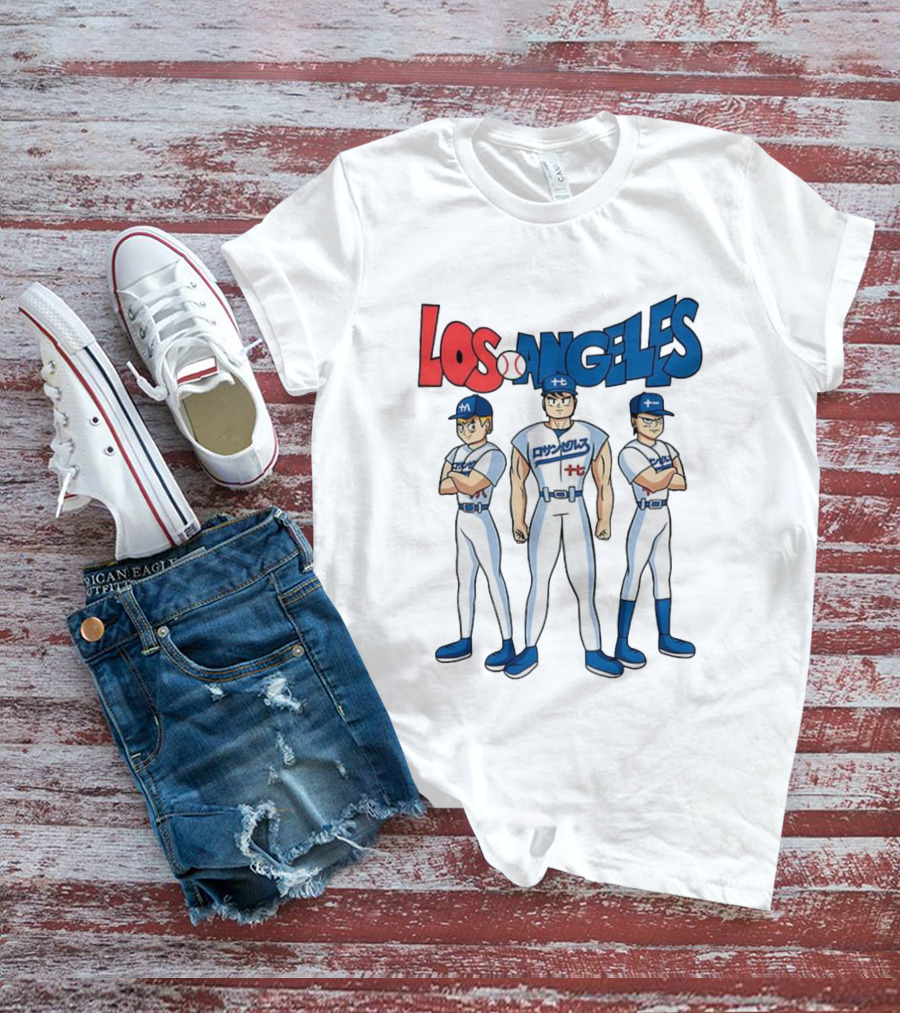 Los Angeles Baseball Z Anime Crossover Characters T-Shirt