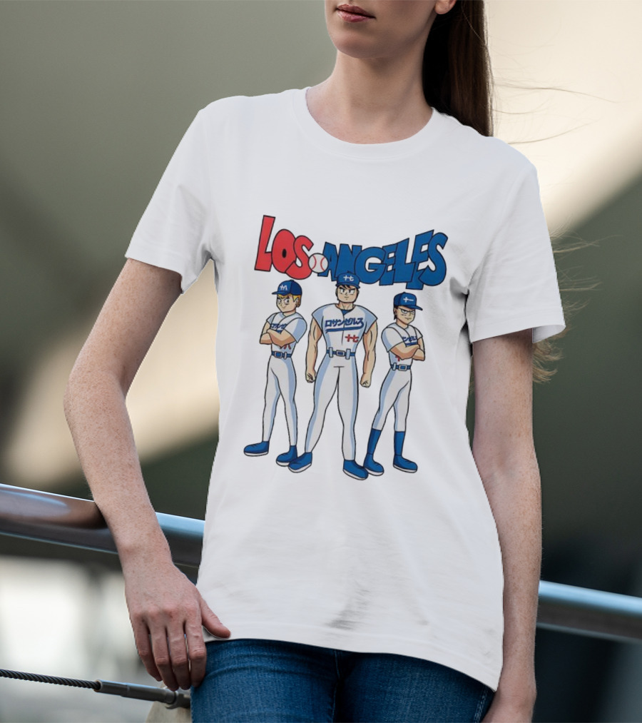 Los Angeles Baseball Z Anime Crossover Characters T-Shirt