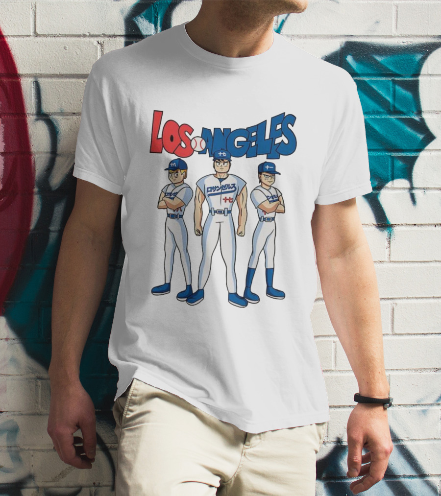 Los Angeles Baseball Z Anime Crossover Characters T-Shirt