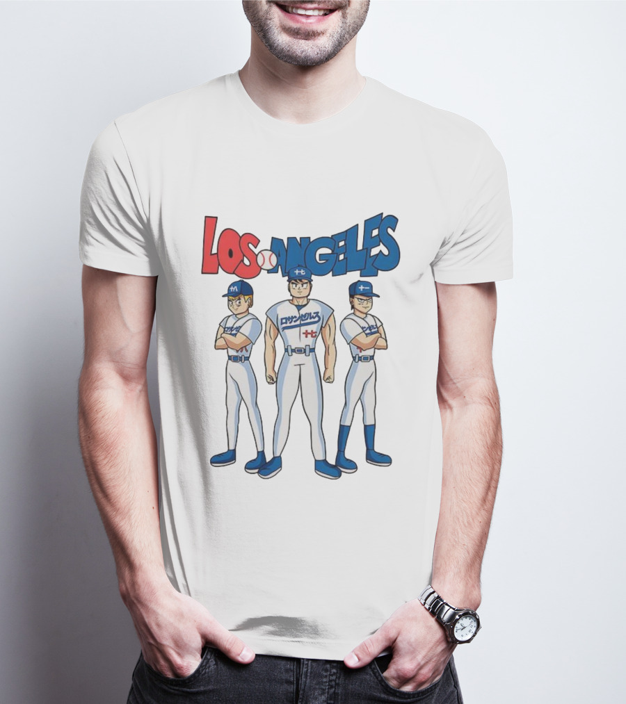 Los Angeles Baseball Z Anime Crossover Characters T-Shirt