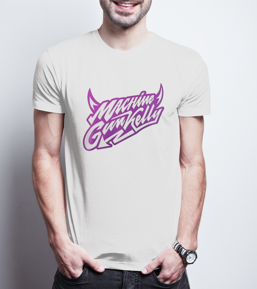 Machine Gun Kelly Ticket To My Downfall Tour 2025 Caricature Purple Stylized Text T-Shirt