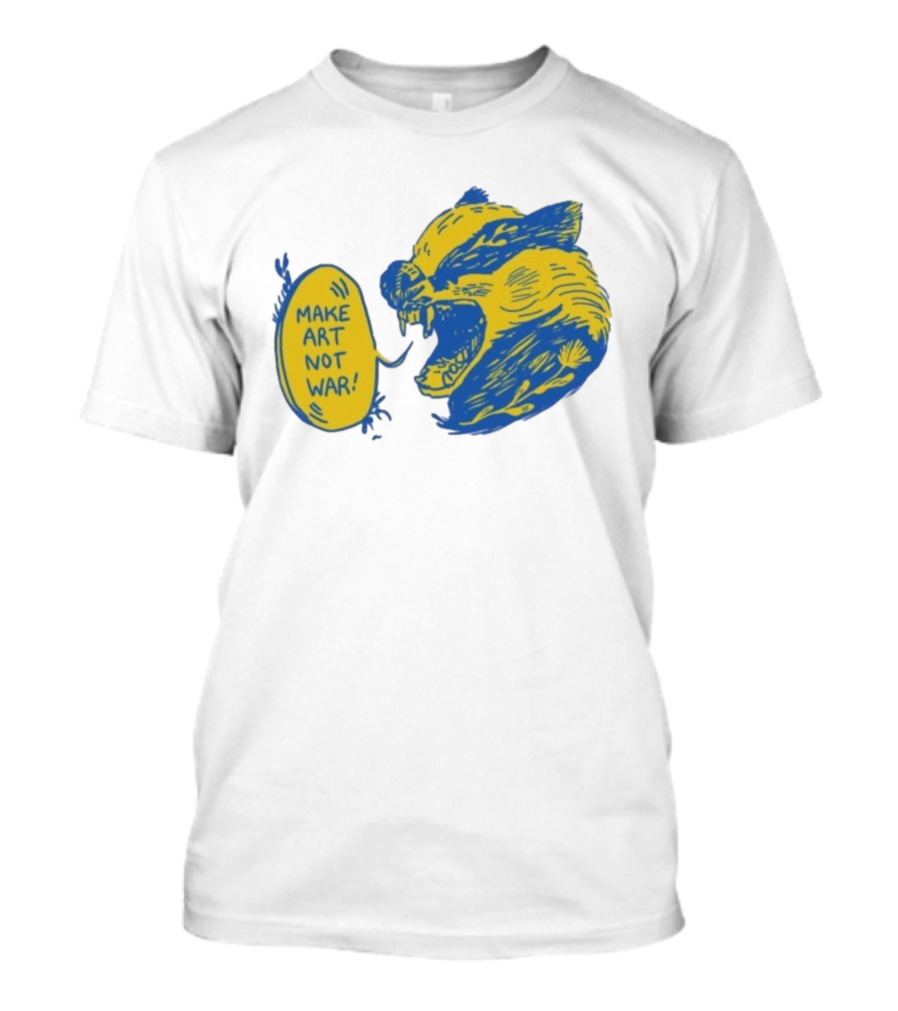 Make Art Not War Angry Wolverine Print T-Shirt