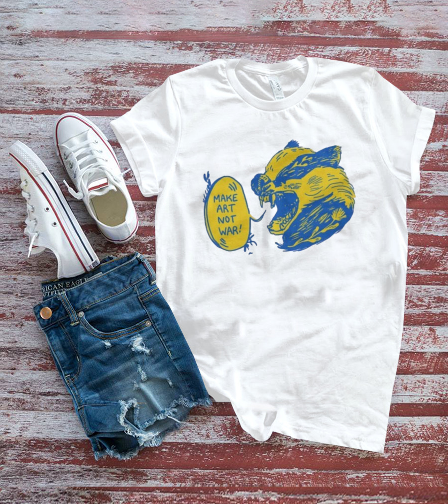 Make Art Not War Angry Wolverine Print T-Shirt