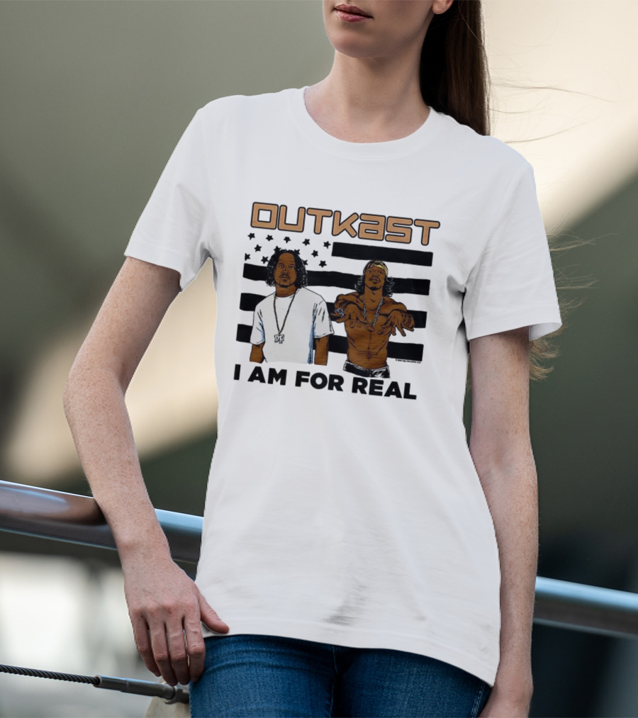 Outkast I Am For Real Flag Comic Style Duo Graphic T-Shirt