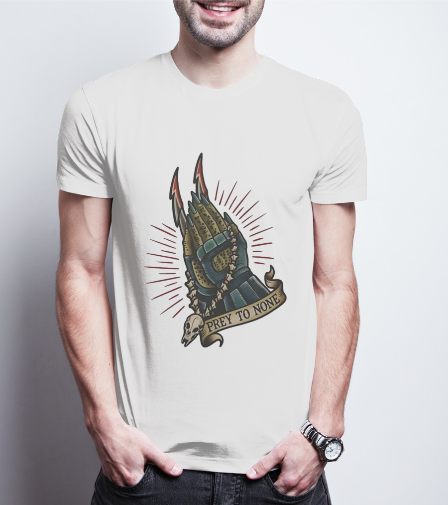 Prey To None Alien Claw With Skull And Star Chain T-Shirt