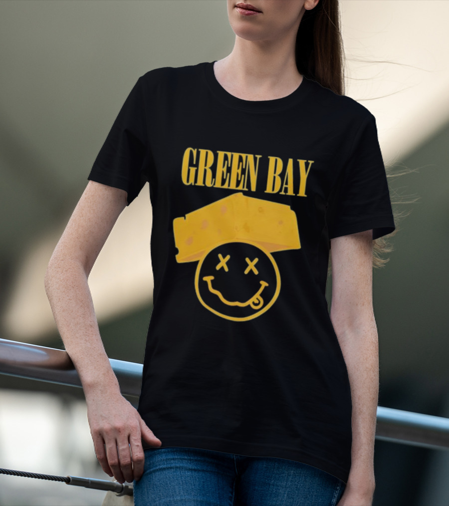 Green Bay Cheesehead Smiley Face T-Shirt