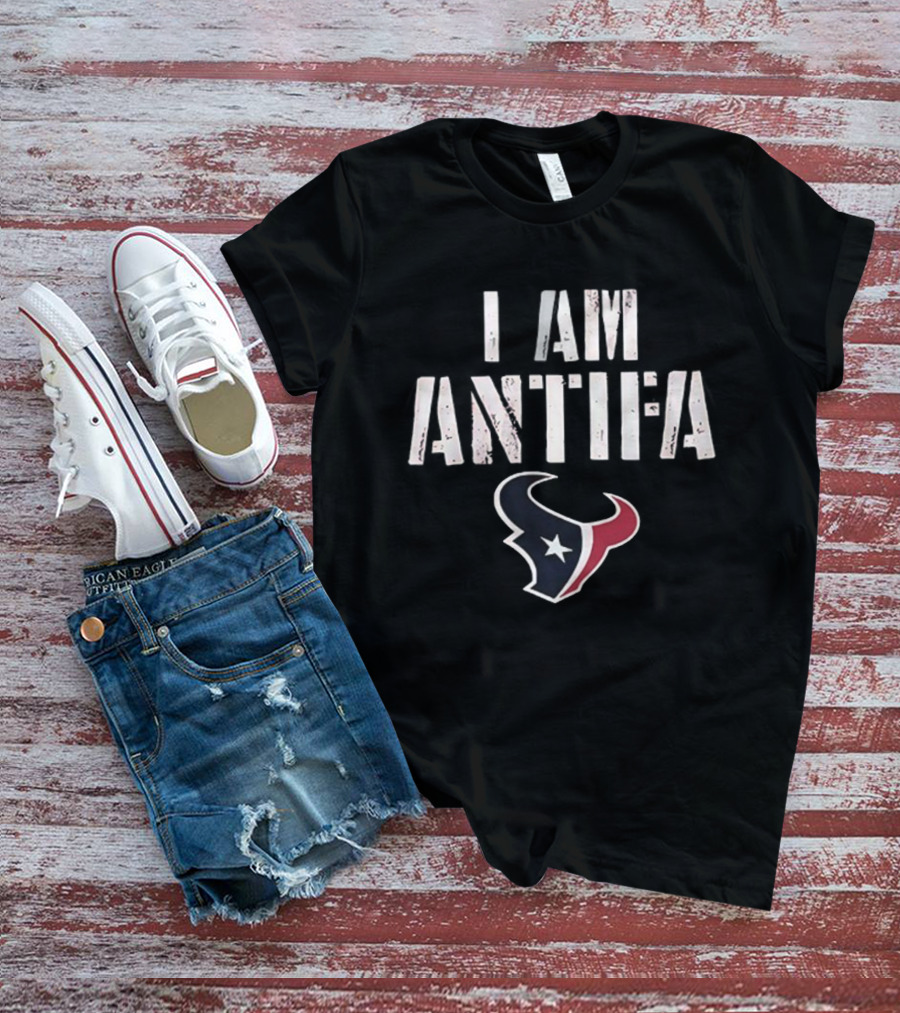 Houston Texans I Am Antifa Against Fascism NFL Team Symbol T-Shirt
