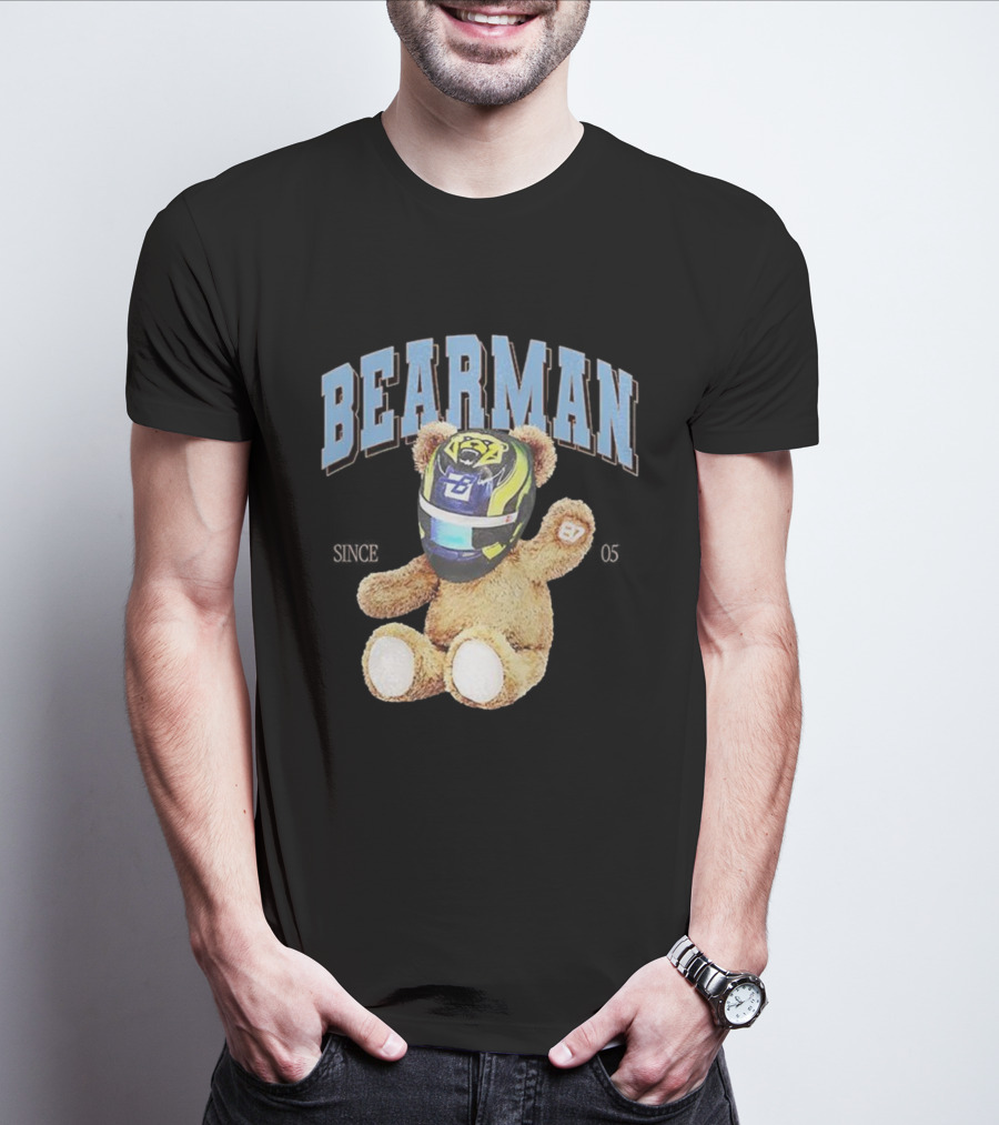 Bearman Teddy With F1 Racing Helmet T-Shirt