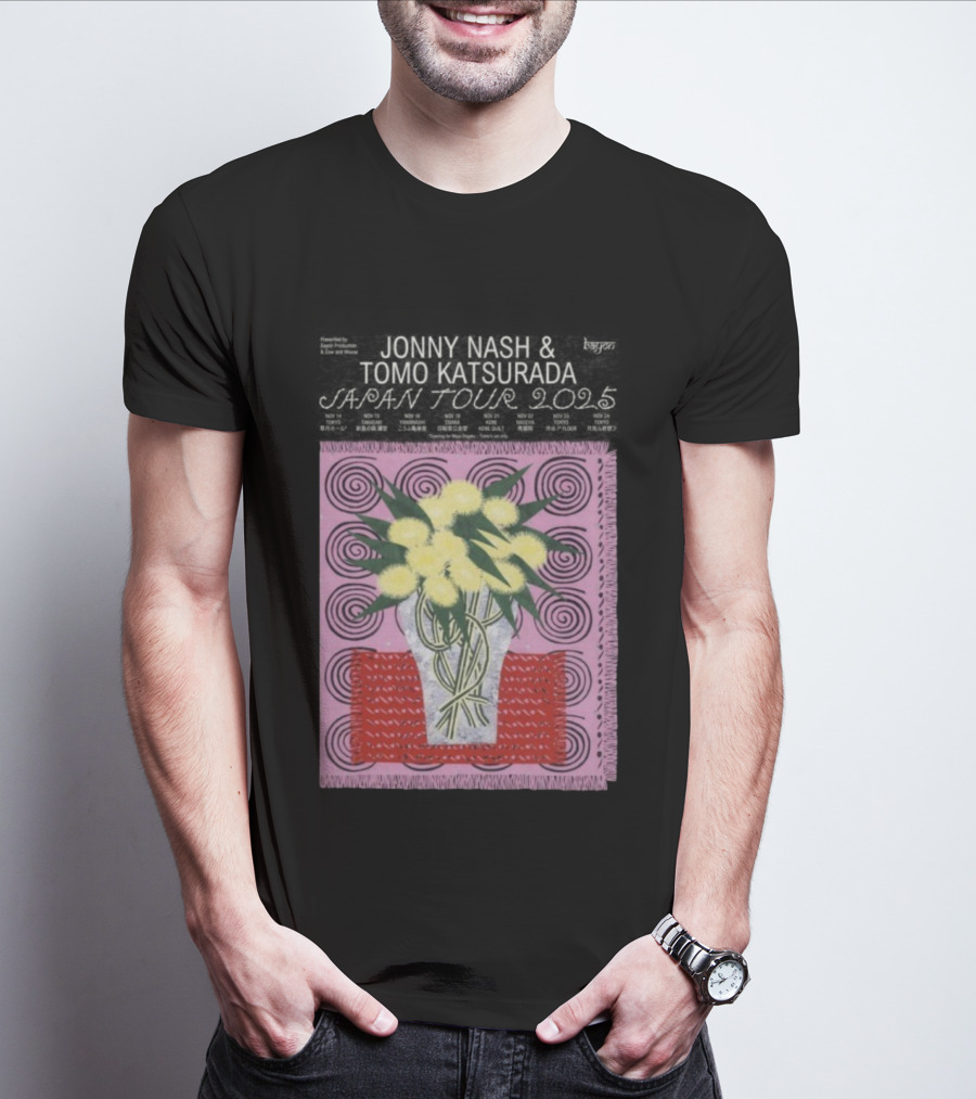 Tomo Katsurada X Jonny Nash Japan Tour 2025 Flowers Vase Art T-Shirt