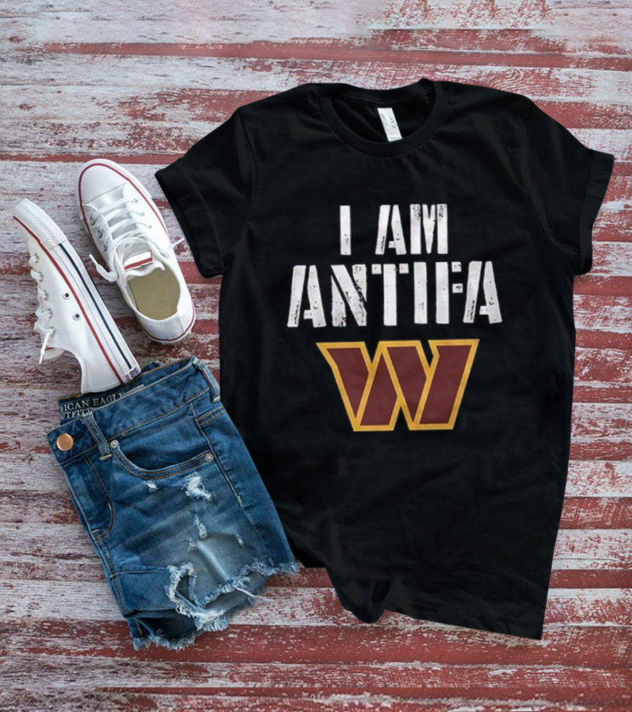 I AM ANTIFA Washington Commanders Against Fascism T-Shirt