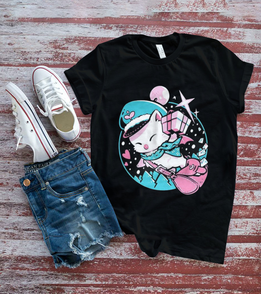 Delivery Moogle A Package For You Kawaii Pink And Teal Starry Sky T-Shirt