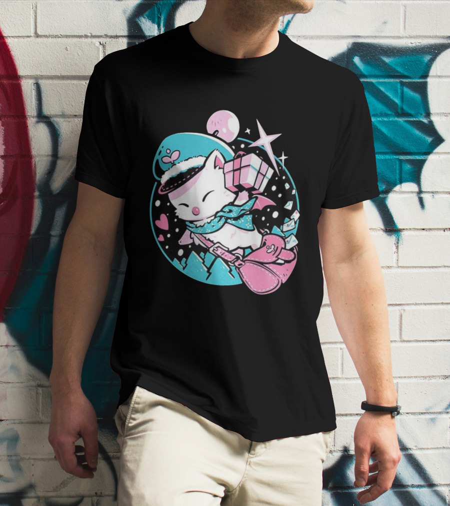 Delivery Moogle A Package For You Kawaii Pink And Teal Starry Sky T-Shirt