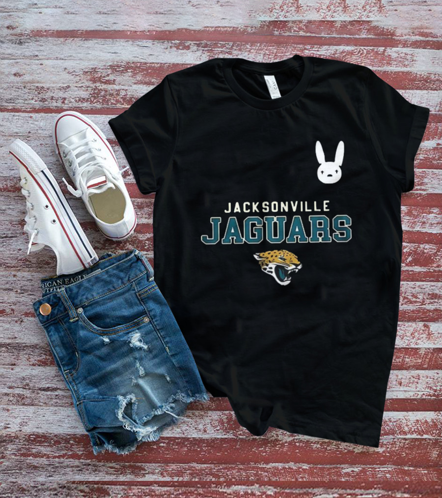 DTMF Bad Bunny Jacksonville Jaguars Collaboration With Mascot And Logo T-Shirt