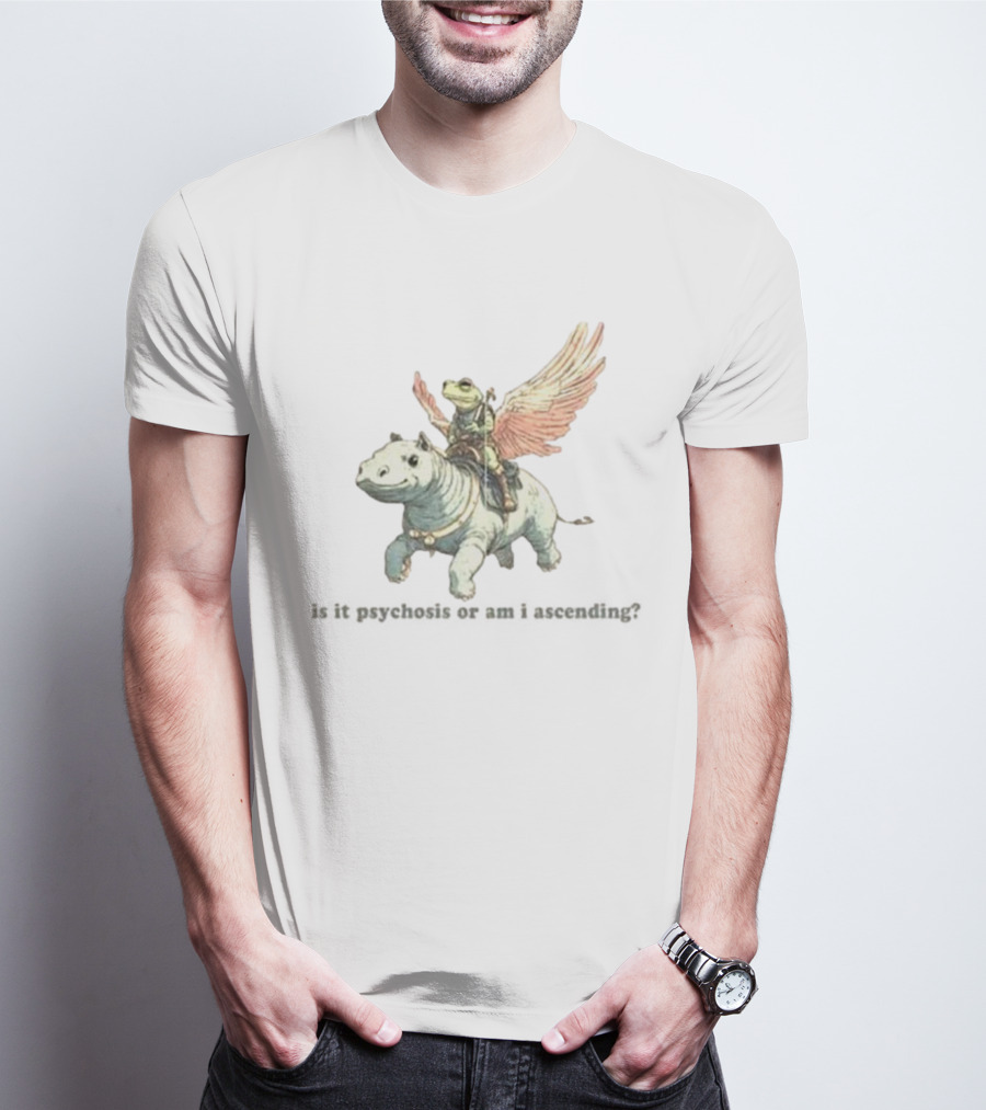 Frog Riding Flying Hippo Psychosis Or Ascension T-Shirt