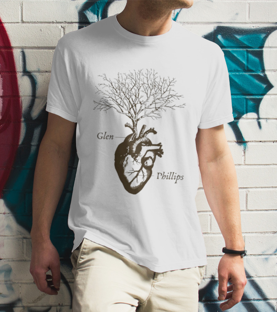 Glen Phillips Wooden Heart Tree Design T-Shirt