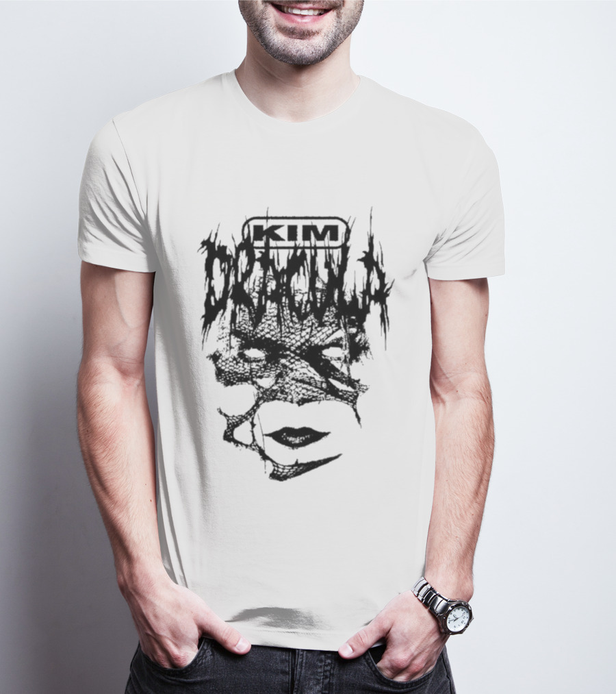 Kim Dracula Eye Lips Monochrome Design T-Shirt