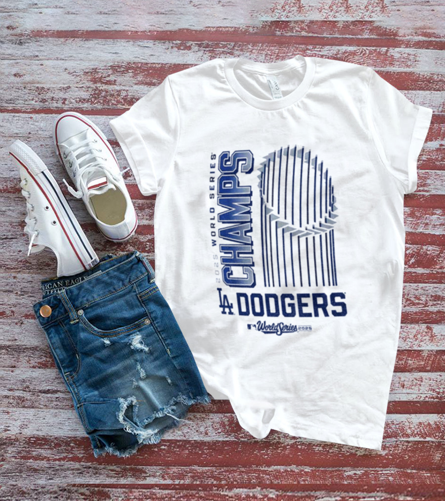 Los Angeles Dodgers 2025 World Series Champs Trophy Logo T-Shirt
