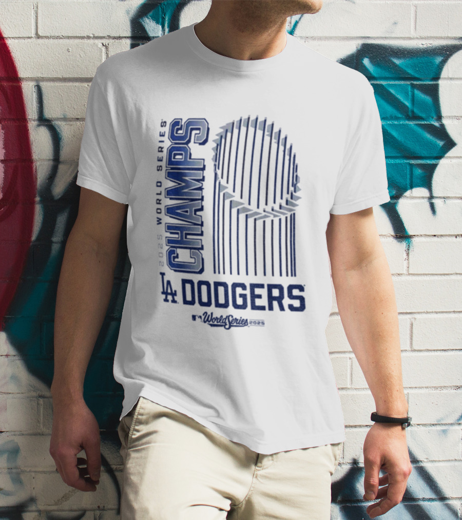 Los Angeles Dodgers 2025 World Series Champs Trophy Logo T-Shirt