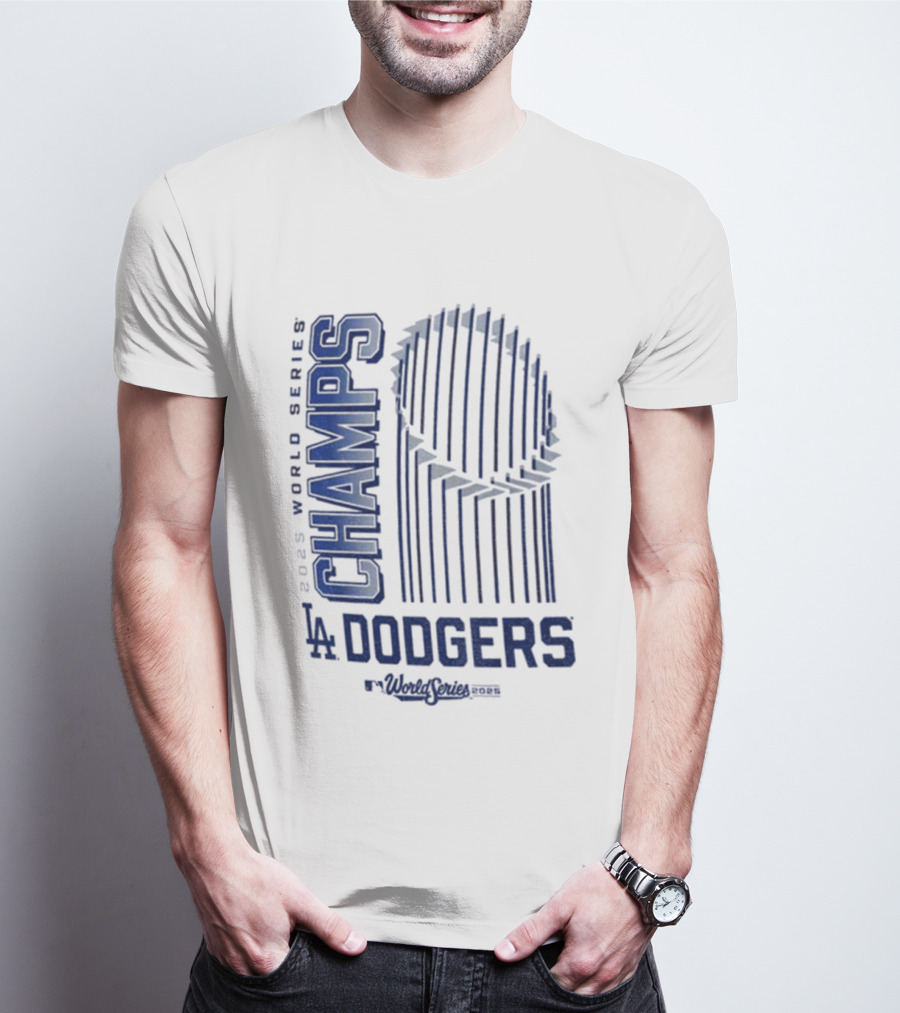 Los Angeles Dodgers 2025 World Series Champs Trophy Logo T-Shirt