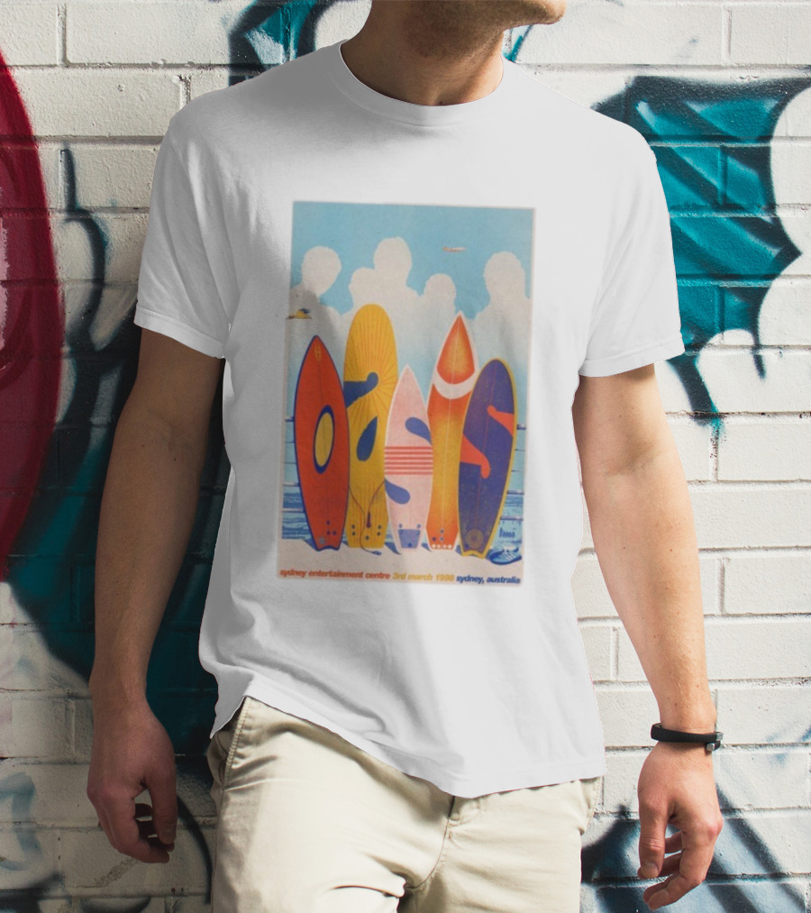 Oasis Sydney Entertainment Centre 3rd March 1998 Australia Surfboard Art T-Shirt