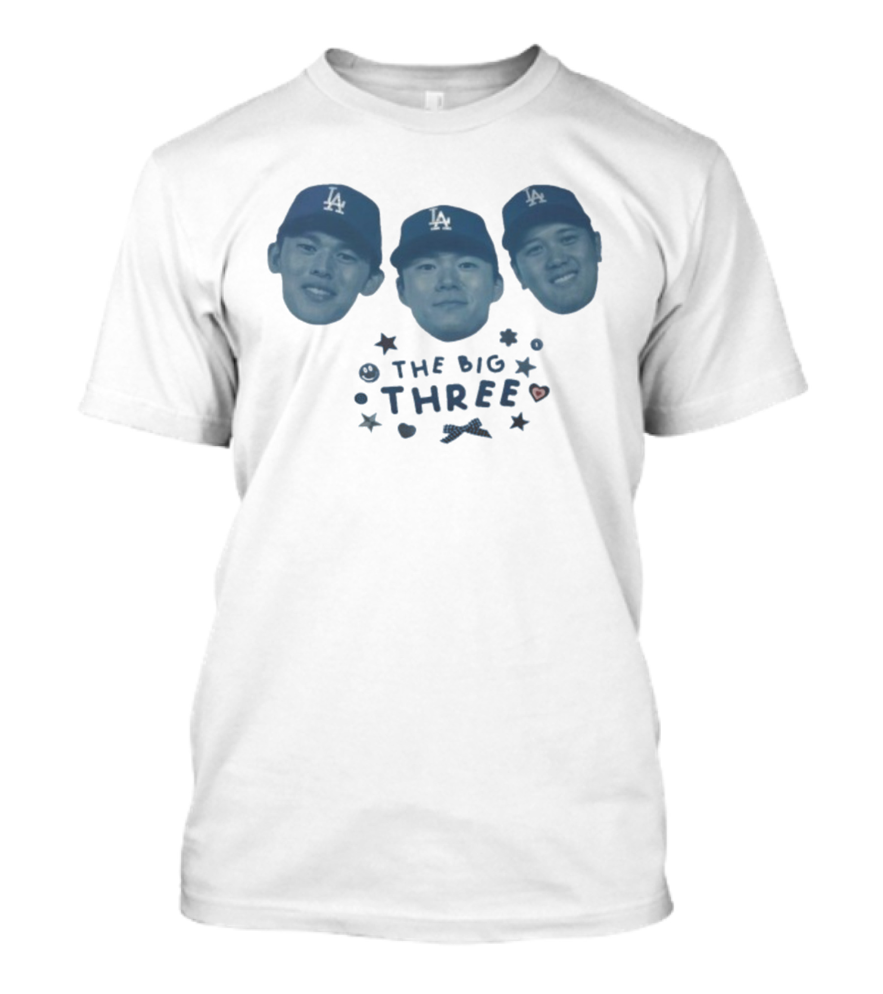 Rōki Sasaki Yoshinobu Yamamoto Shohei Ohtani The Big Three Los Angeles Dodgers 2025 Championship T-Shirt