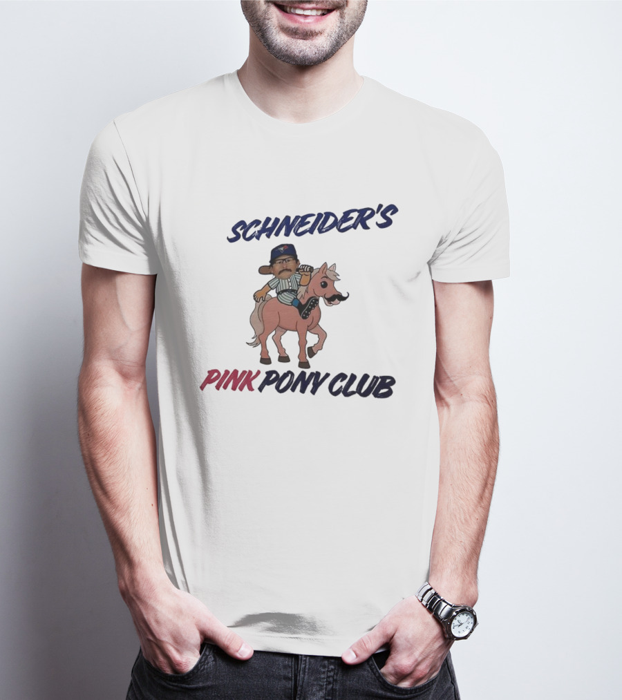 Schneider's Pink Pony Club Toronto Blue Jays Character Riding Cartoon Pony T-Shirt