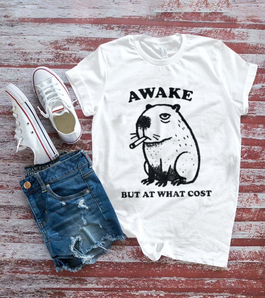 Awake Capybara Smoking Waffle But At What Cost T-Shirt