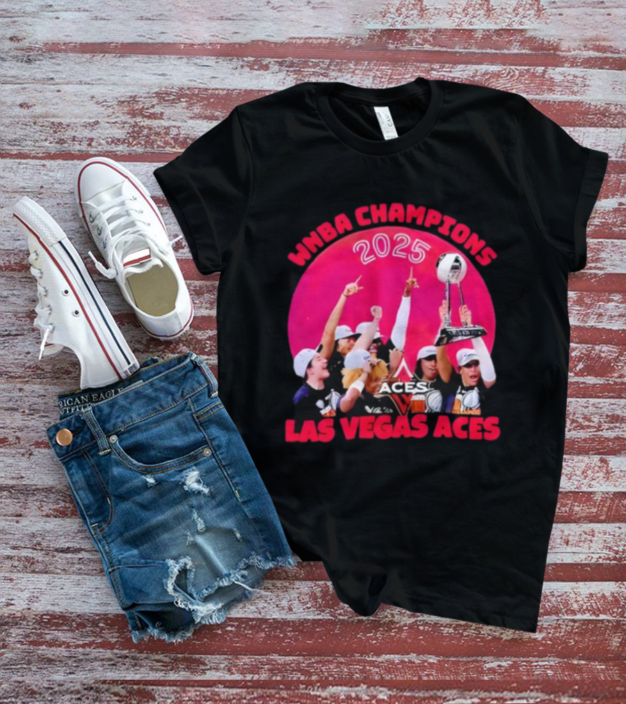 WNBA Champions 2025 Las Vegas Aces Pink Moon Celebration T-Shirt