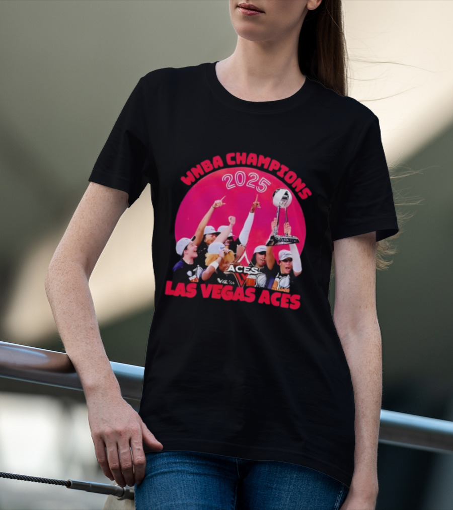 WNBA Champions 2025 Las Vegas Aces Pink Moon Celebration T-Shirt