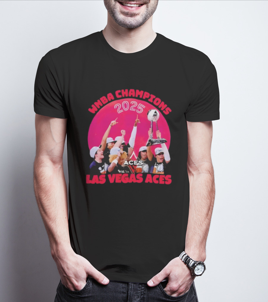 WNBA Champions 2025 Las Vegas Aces Pink Moon Celebration T-Shirt