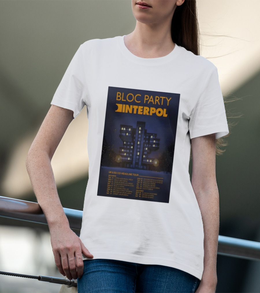 Bloc Party Interpol UK EU Co-Headline Tour November 2026 T-Shirt