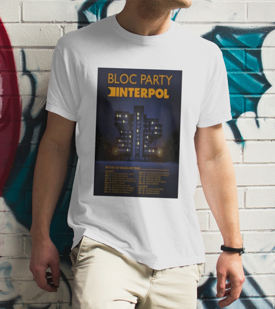 Bloc Party Interpol UK EU Co-Headline Tour November 2026 T-Shirt