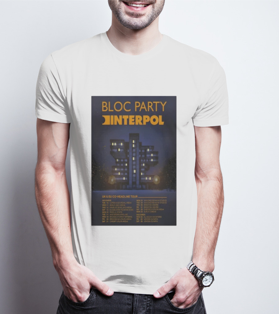 Bloc Party Interpol UK EU Co-Headline Tour November 2026 T-Shirt