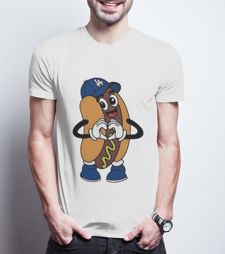 Dodger Dog LA Hat Hot Dog Los Angeles Dodgers Baseball Character T-Shirt