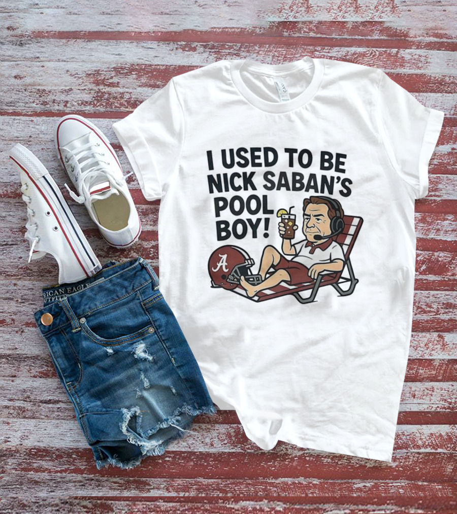 Nick Saban Pool Boy Alabama Football Cartoon Lounge Chair Parody T-Shirt