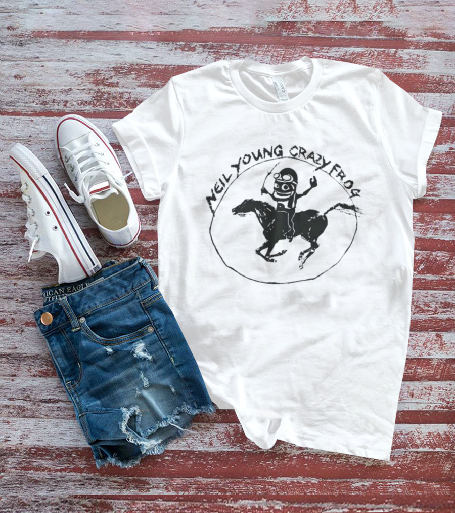 Neil Young Crazy Frog My My Ding Ding Riding Horse Circle T-Shirt