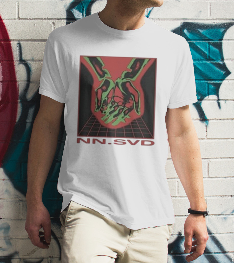 NN SVD Now Saved Hands Green Skeleton Art On Red Background T-Shirt