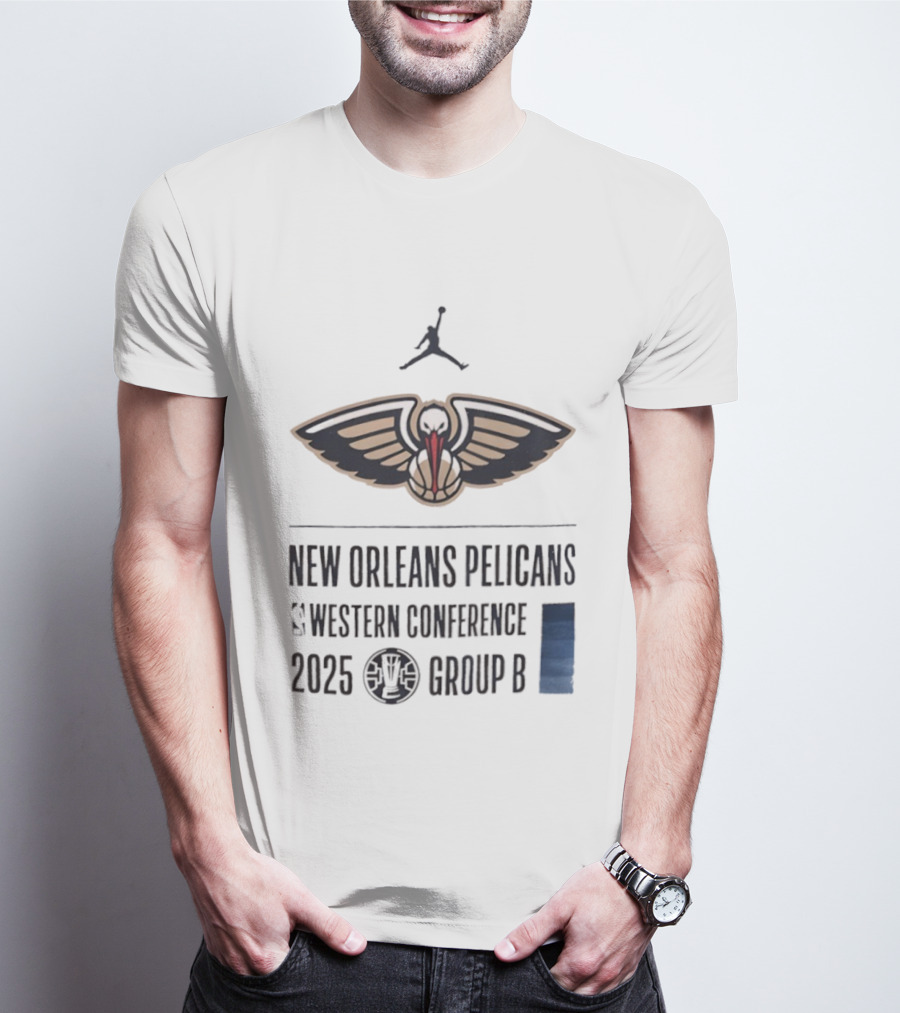 New Orleans Pelicans Western Conference 2025 Group B Jordan Brand Collaboration T-Shirt