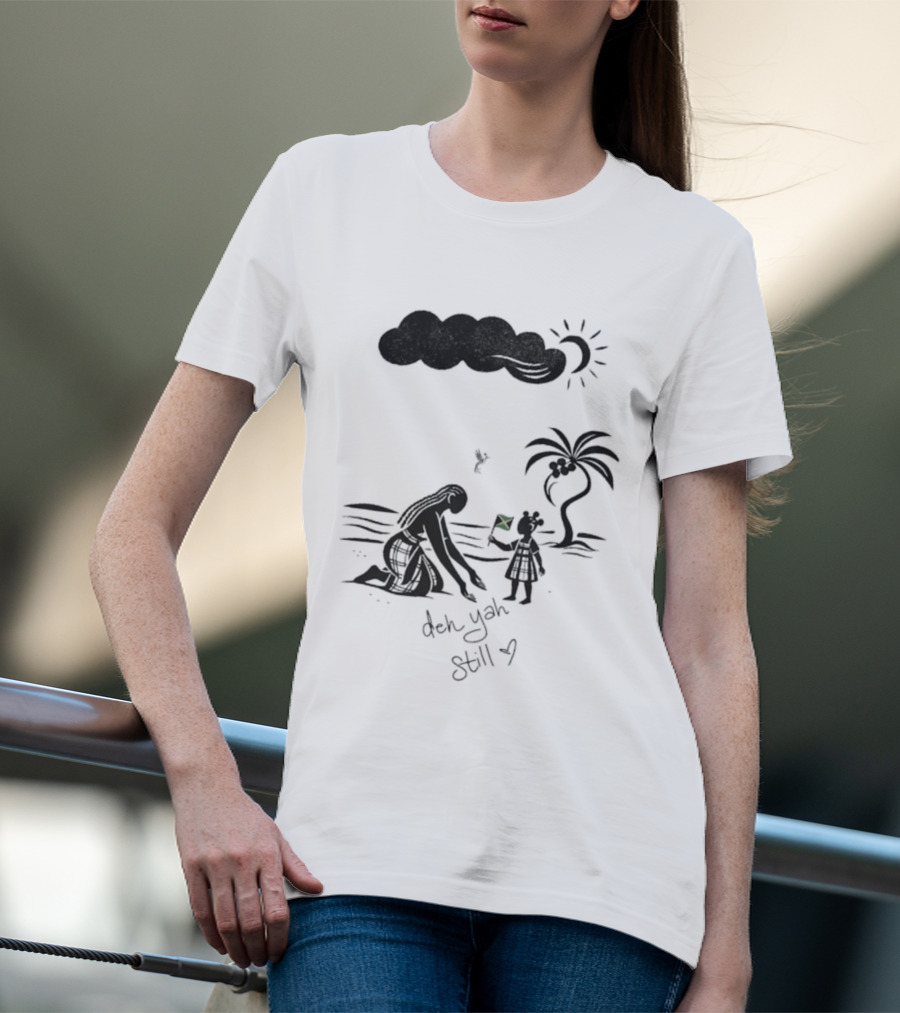 Jodie Turner-Smith X Project Hope Deh Yah Still Jamaican Flag Palm Tree Clouds Sun T-Shirt