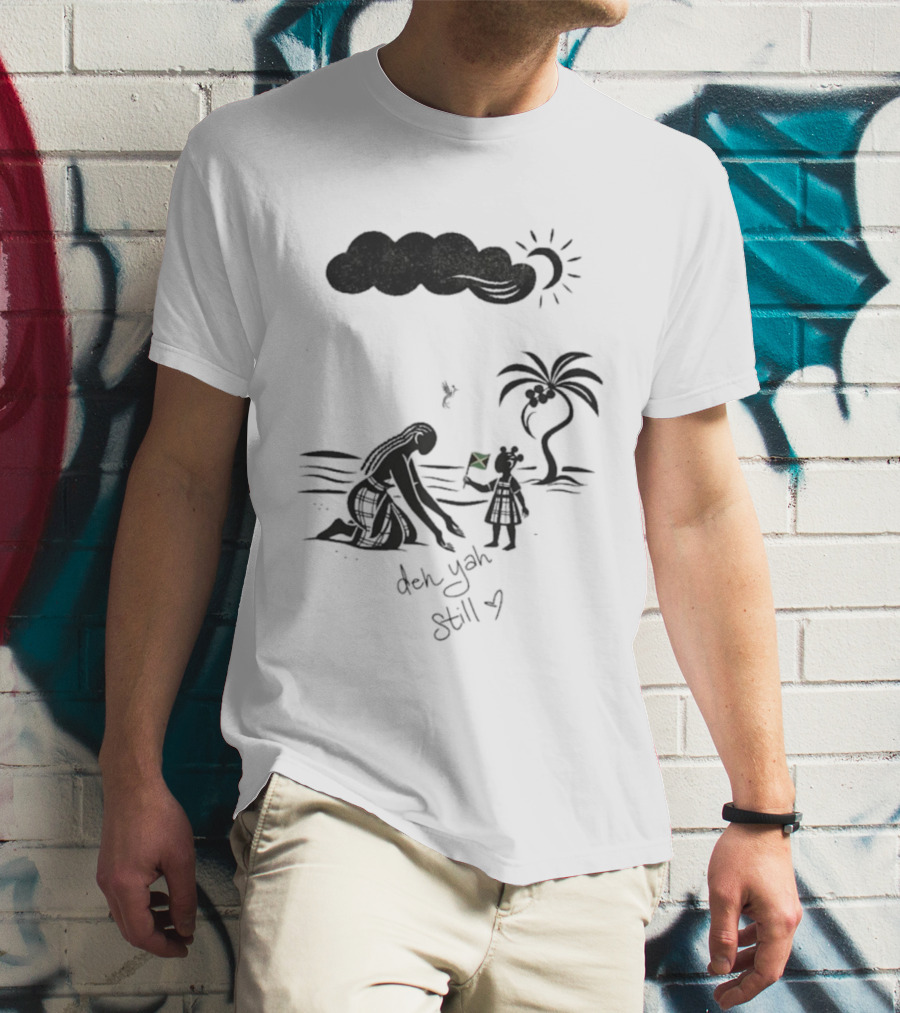 Jodie Turner-Smith X Project Hope Deh Yah Still Jamaican Flag Palm Tree Clouds Sun T-Shirt